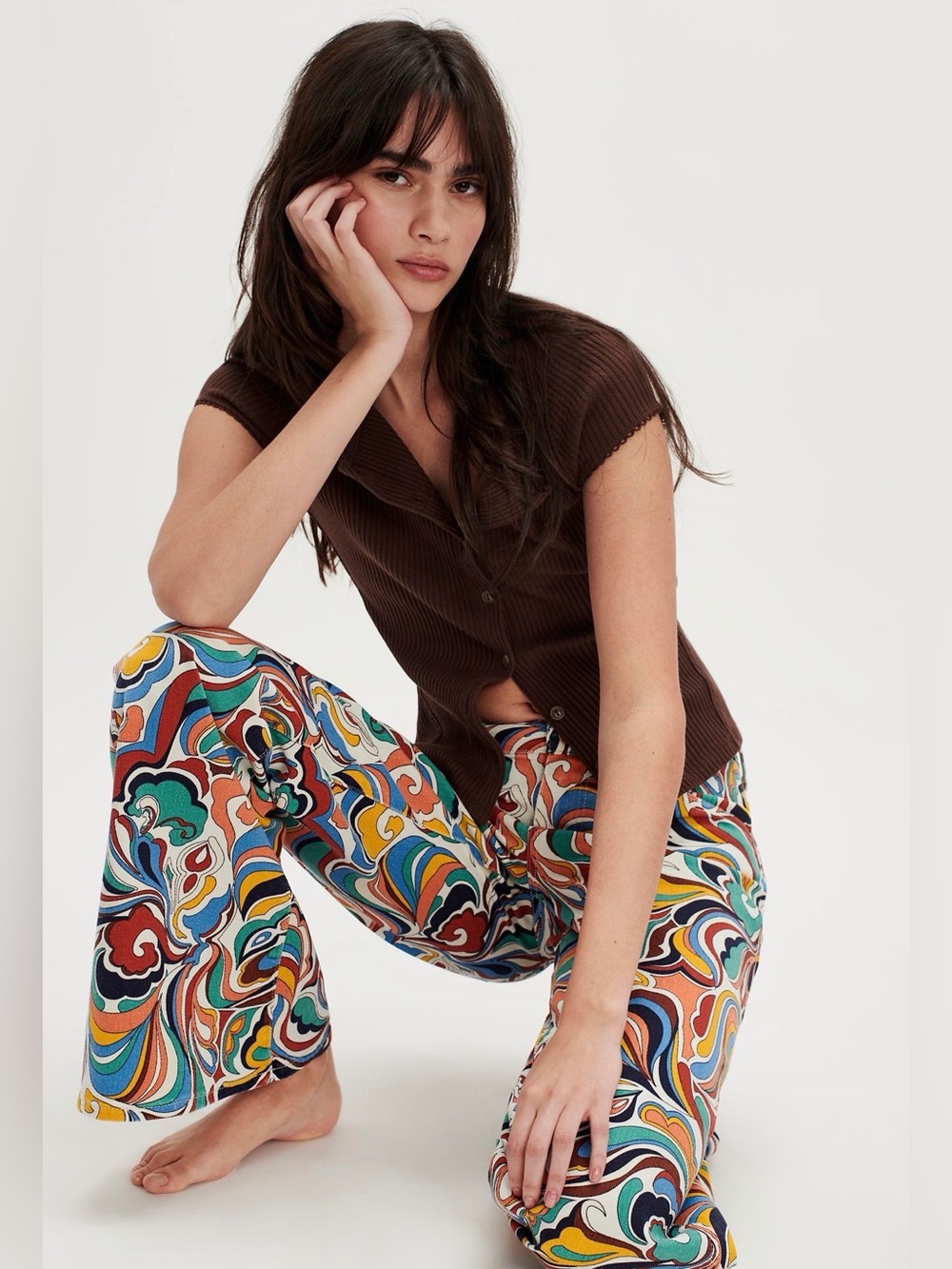 NEW no tags AWESOME Wrangler High-Rise Printed Flare Jeans - Picture 4 of 7